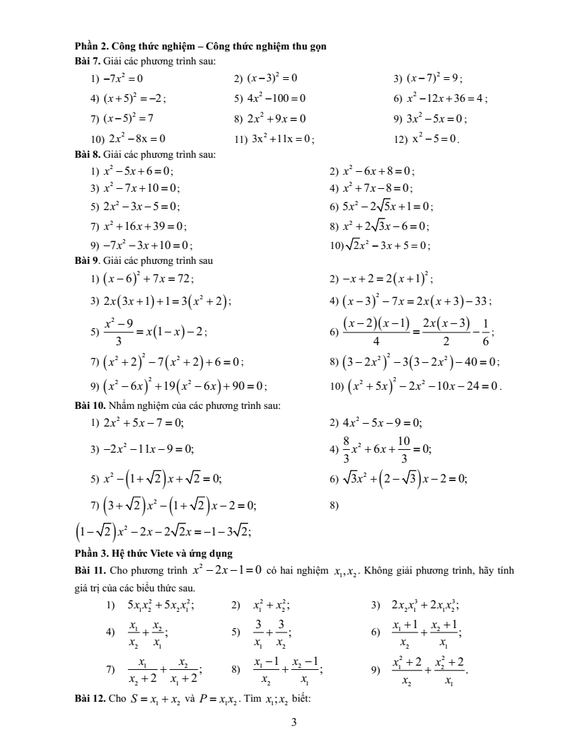 Đề cương ôn tập Giữa kì 2 Toán 9 trường THCS Thành Công (Hà Nội) năm 2025-2026