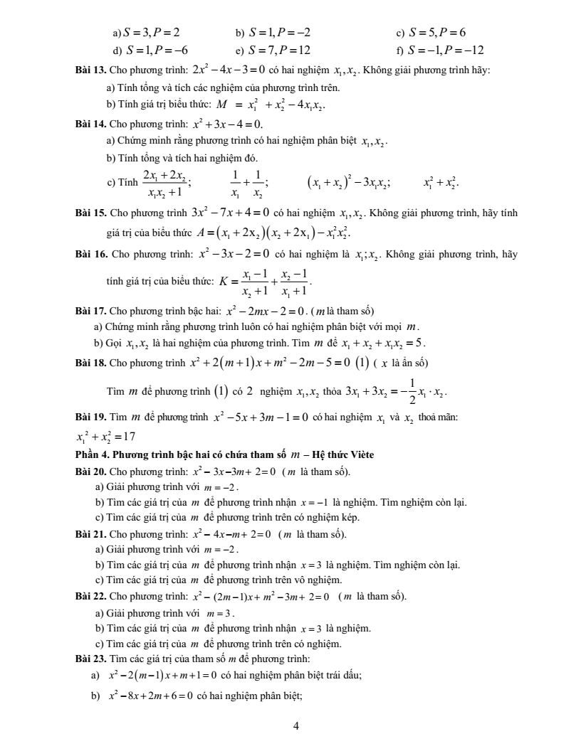 Đề cương ôn tập Giữa kì 2 Toán 9 trường THCS Thành Công (Hà Nội) năm 2025-2026