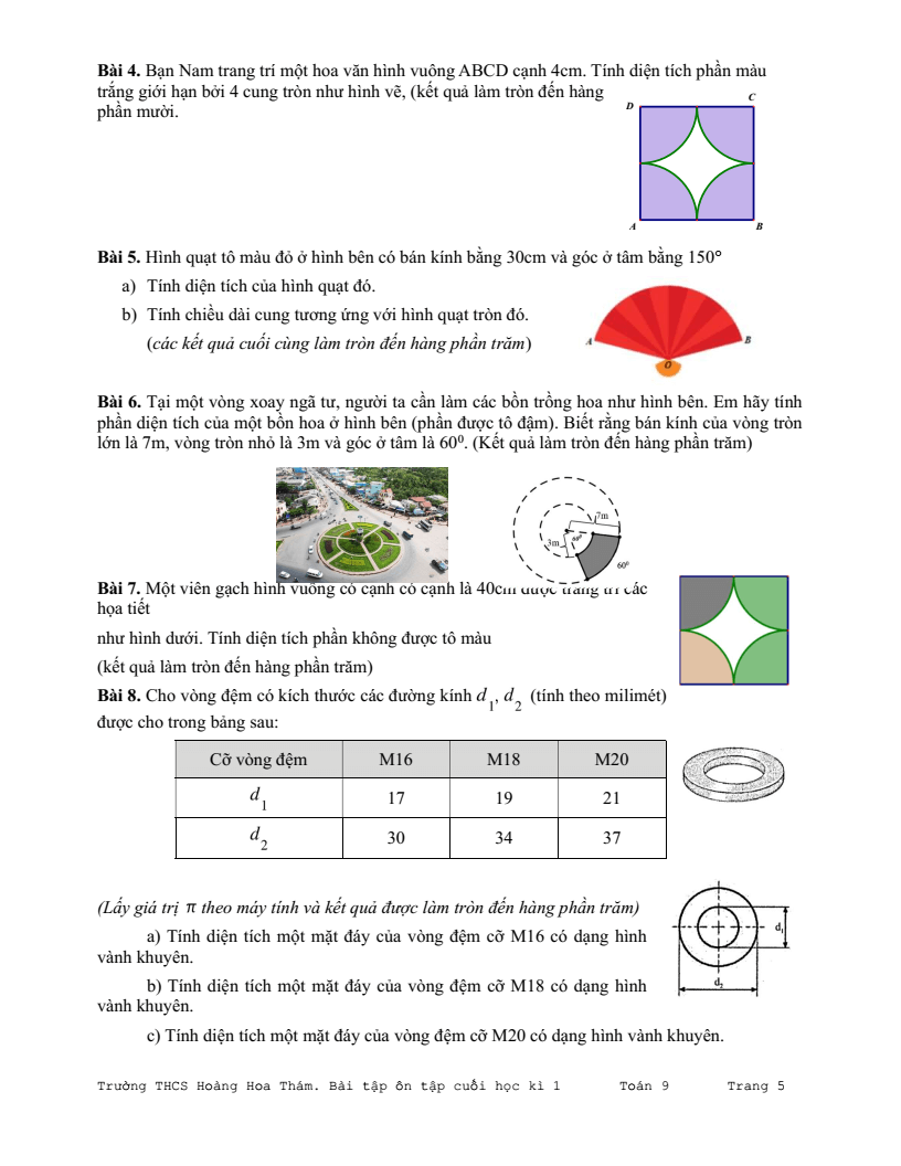 Đề cương ôn tập Học kì 1 Toán 9 trường THCS Hoàng Hoa Thám năm 2025-2026