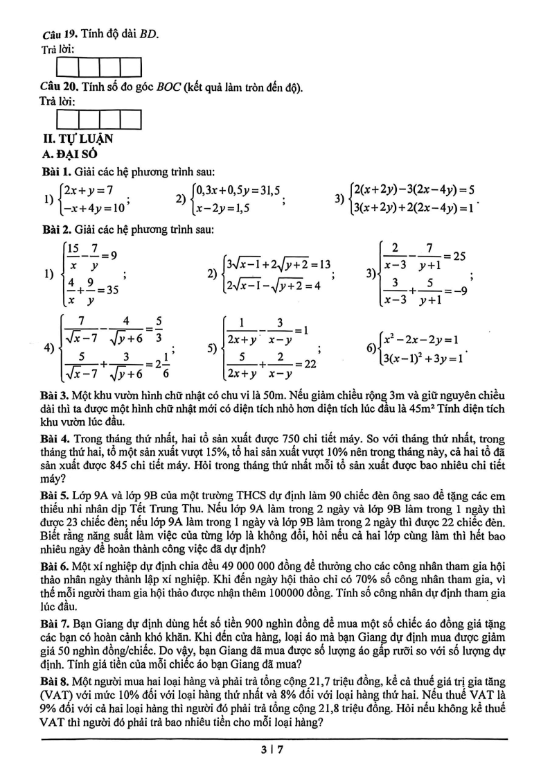 Đề cương ôn tập Học kì 1 Toán 9 trường THCS và THPT M.V. Lô-mô-nô-xốp năm 2025-2026