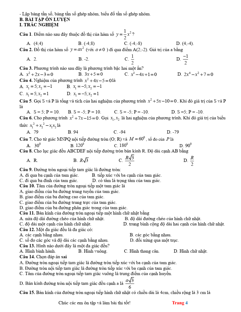 Đề cương ôn tập Học kì 2 Toán 9 trường THCS Dương Văn Mạnh (TP HCM) năm 2025-2026