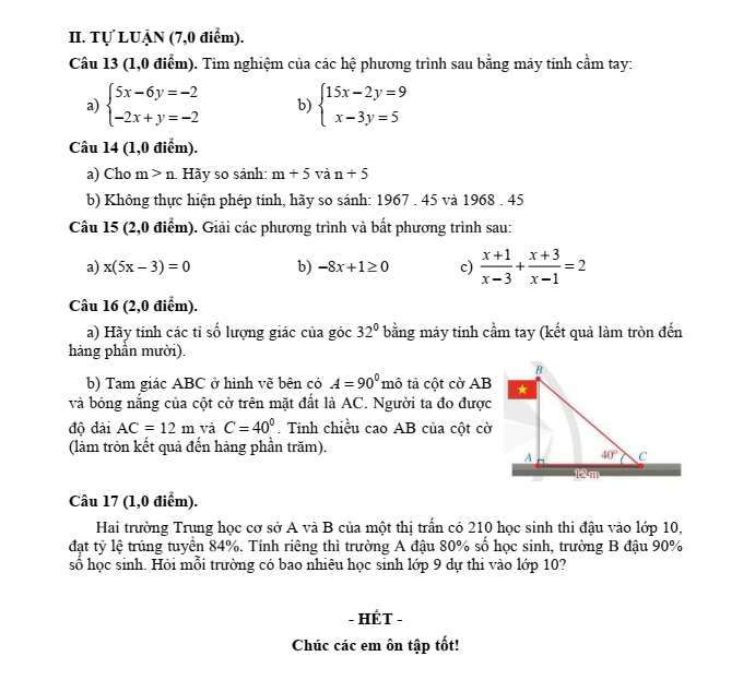 Đề cương ôn tập Giữa kì 1 Toán 9 trường THCS Long Toàn năm 2025-2026