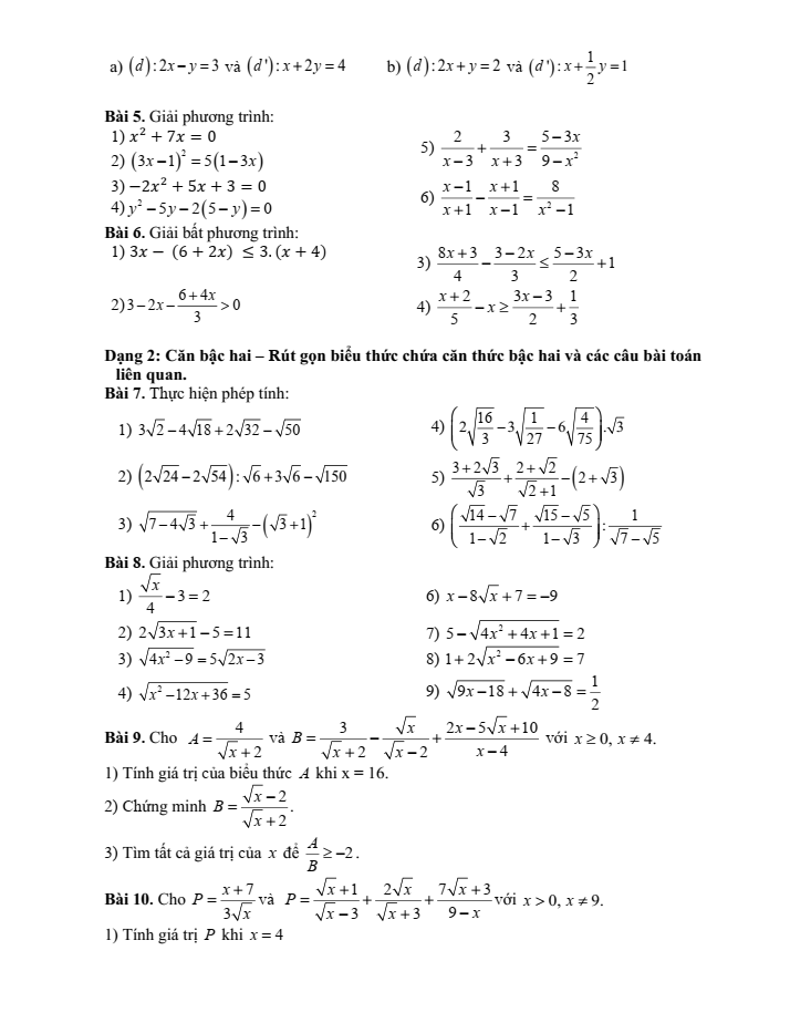 Đề cương ôn tập Học kì 1 Toán 9 trường THCS Lê Quý Đôn năm 2024-2025
