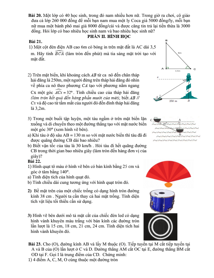 Đề cương ôn tập Học kì 1 Toán 9 trường THCS Lê Quý Đôn năm 2024-2025