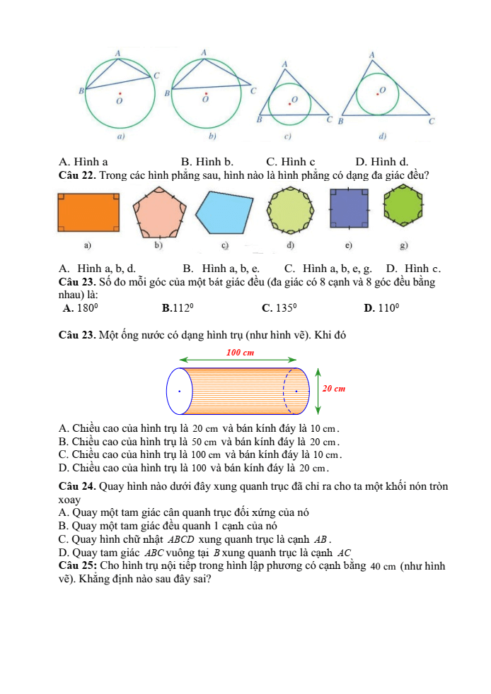 Đề cương ôn tập Học kì 2 Toán 9 trường THCS Mạo Khê II năm 2024-2025