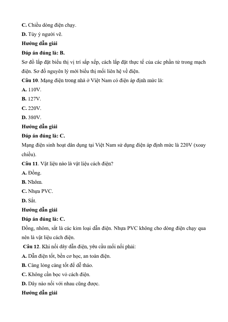 Đề thi Giữa kì 2 Công nghệ 9 Kết nối tri thức Lắp đặt mạng điện trong nhà (có đáp án)