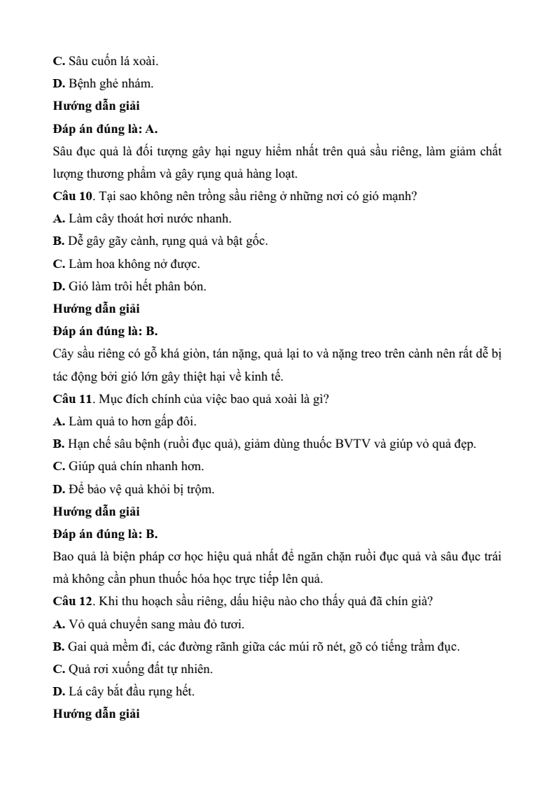 Đề thi Giữa kì 2 Công nghệ 9 Kết nối tri thức Trồng cây ăn quả (có đáp án)