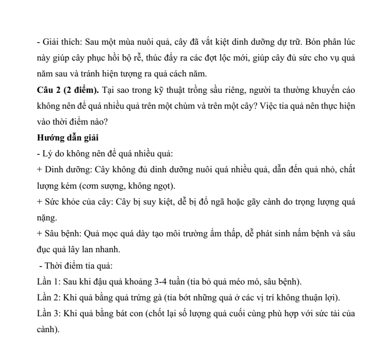Đề thi Giữa kì 2 Công nghệ 9 Kết nối tri thức Trồng cây ăn quả (có đáp án)