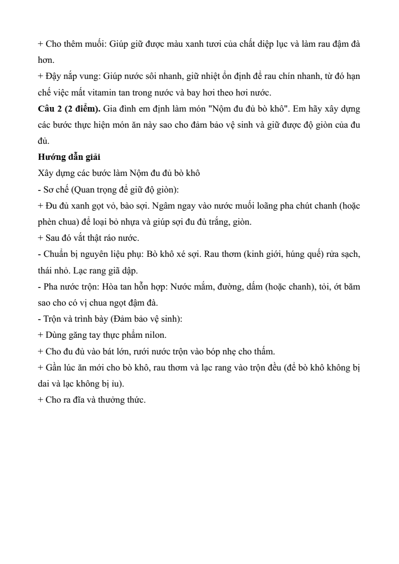 Đề thi Học kì 2 Công nghệ 9 Kết nối tri thức Chế biến thực phẩm (có đáp án)