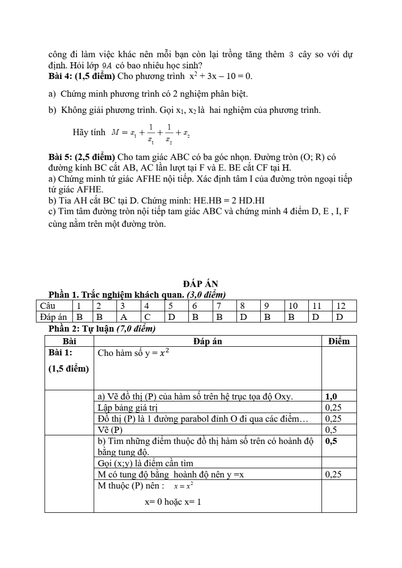 Đề thi Giữa kì 2 Toán 9 phòng GD&ĐT Bình Thạnh (Tp.HCM) năm 2024-2025