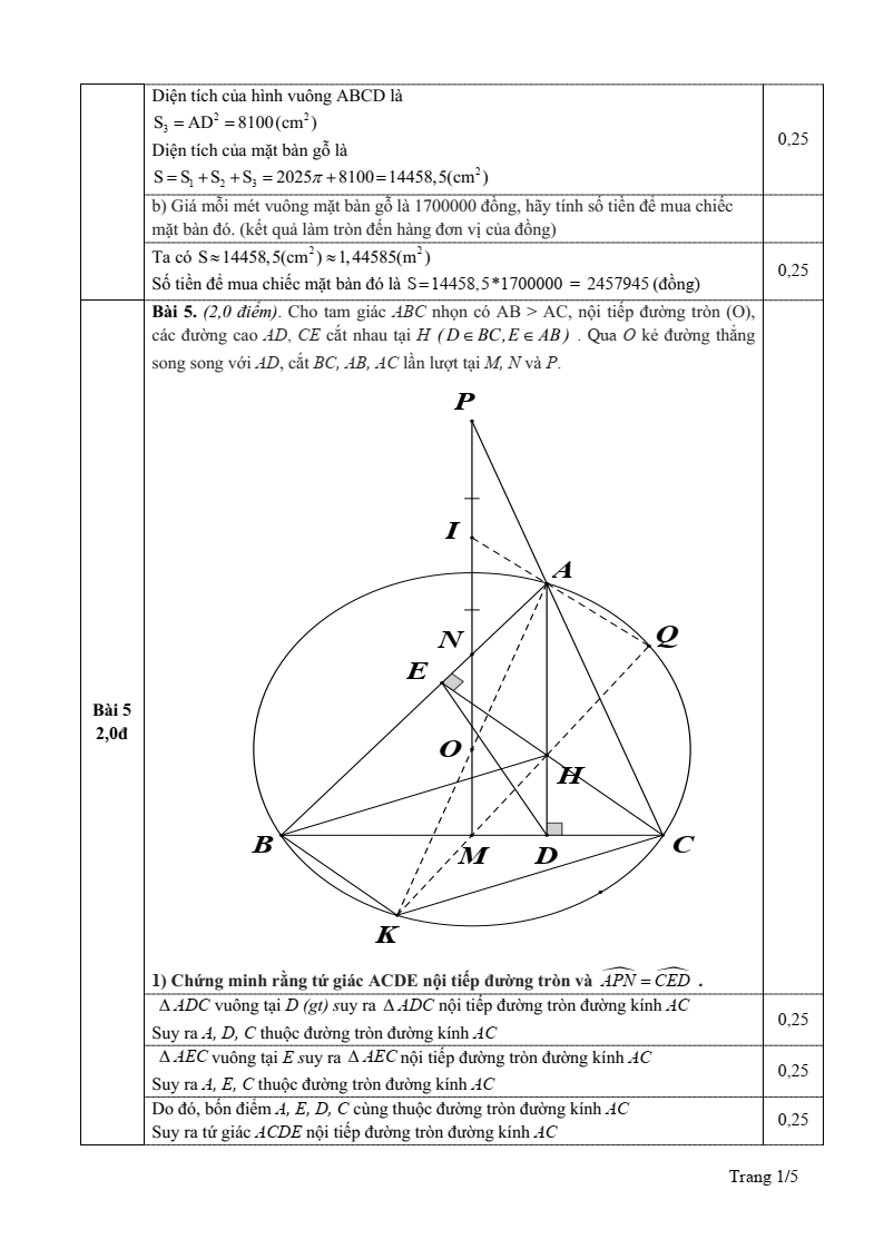 Đề thi Giữa kì 2 Toán 9 phòng GD&ĐT Giao Thủy (Nam Định) năm 2024-2025