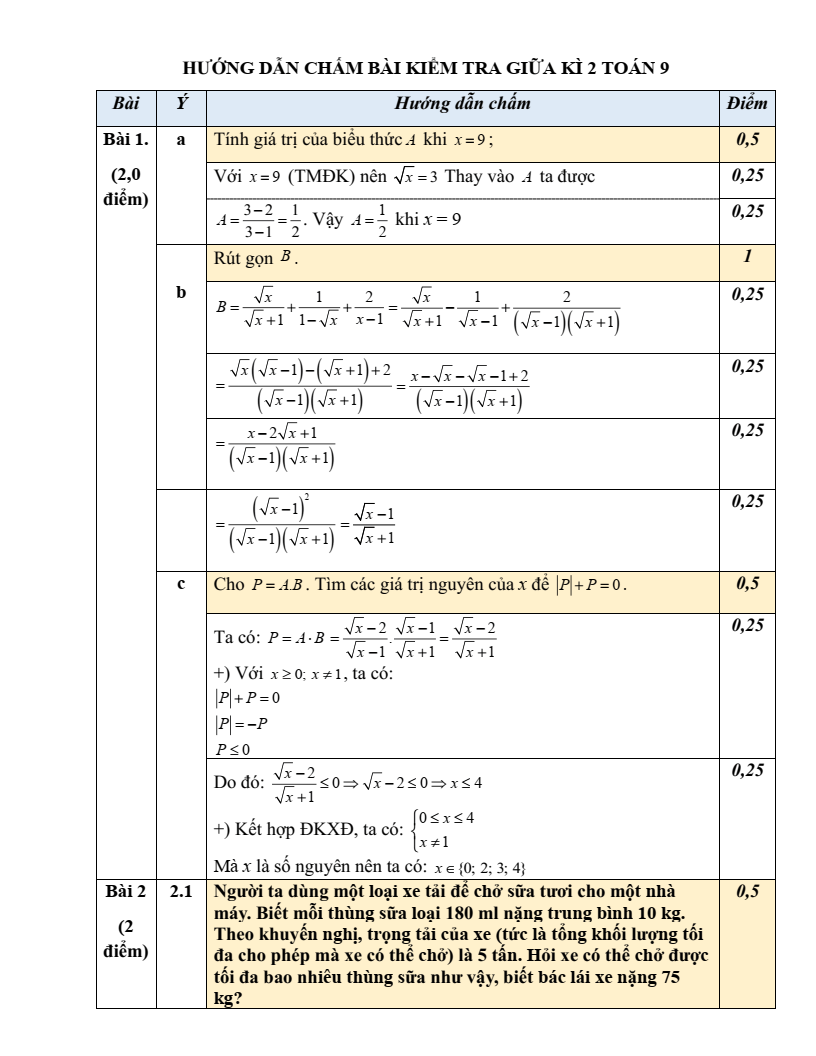 Đề thi Giữa kì 2 Toán 9 trường THCS Mai Dịch (Hà Nội) năm 2024-2025