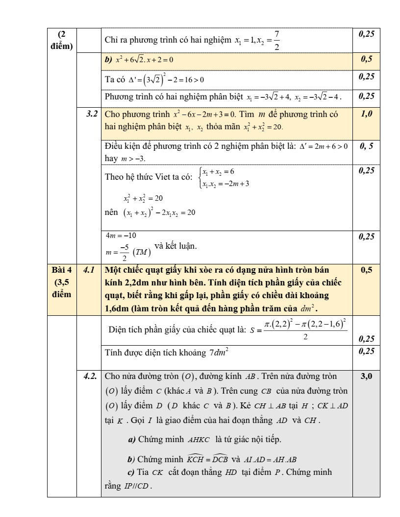 Đề thi Giữa kì 2 Toán 9 trường THCS Mai Dịch (Hà Nội) năm 2024-2025