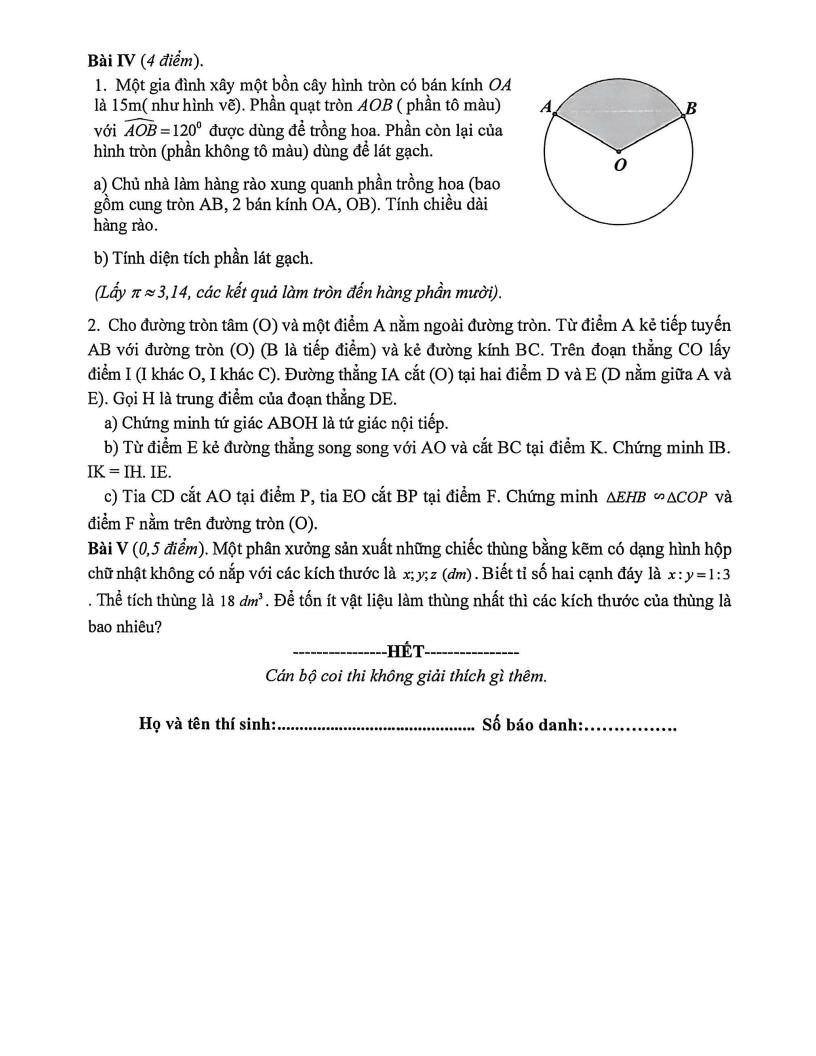 Đề thi Giữa kì 2 Toán 9 trường THCS Nam Từ Liêm (Hà Nội) năm 2025-2026