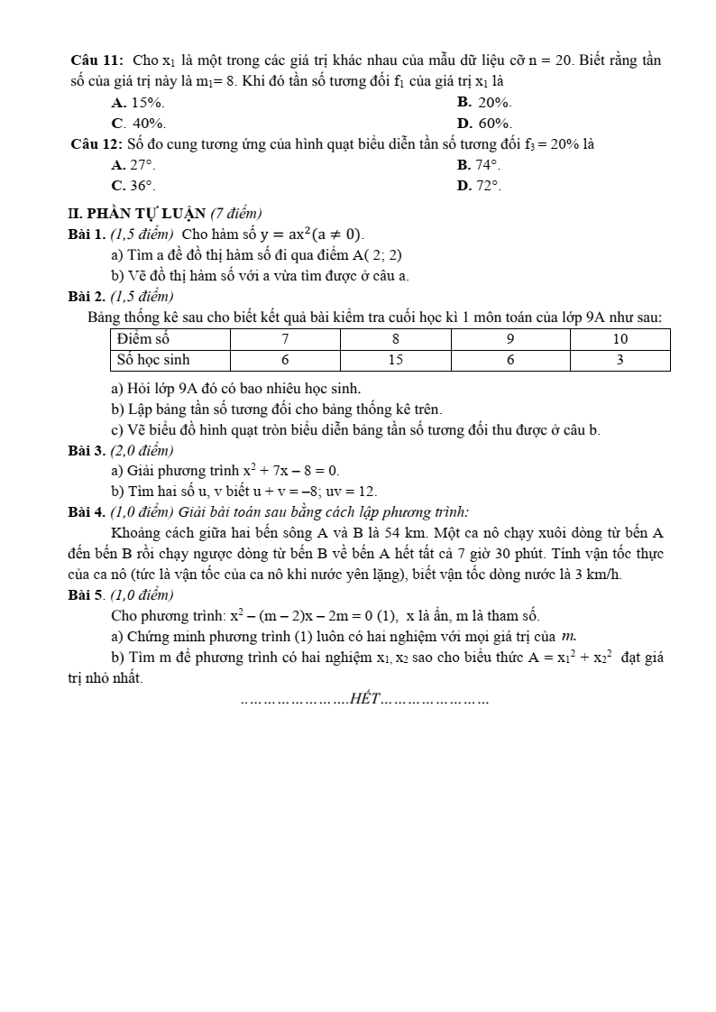 Đề thi Giữa kì 2 Toán 9 trường THCS Nguyễn Trãi (Quảng Nam) năm 2024-2025