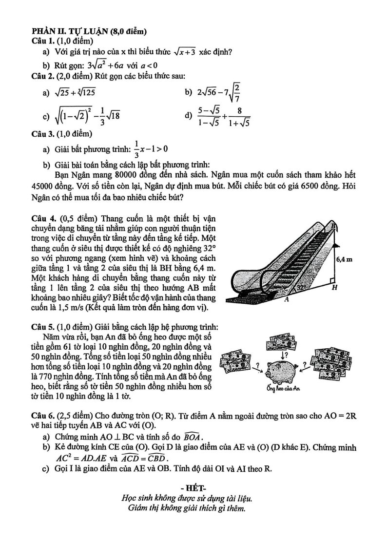 Đề thi Học kì 1 Toán 9 trường THCS Đoàn Thị Điểm (Tp.HCM) năm 2025-2026