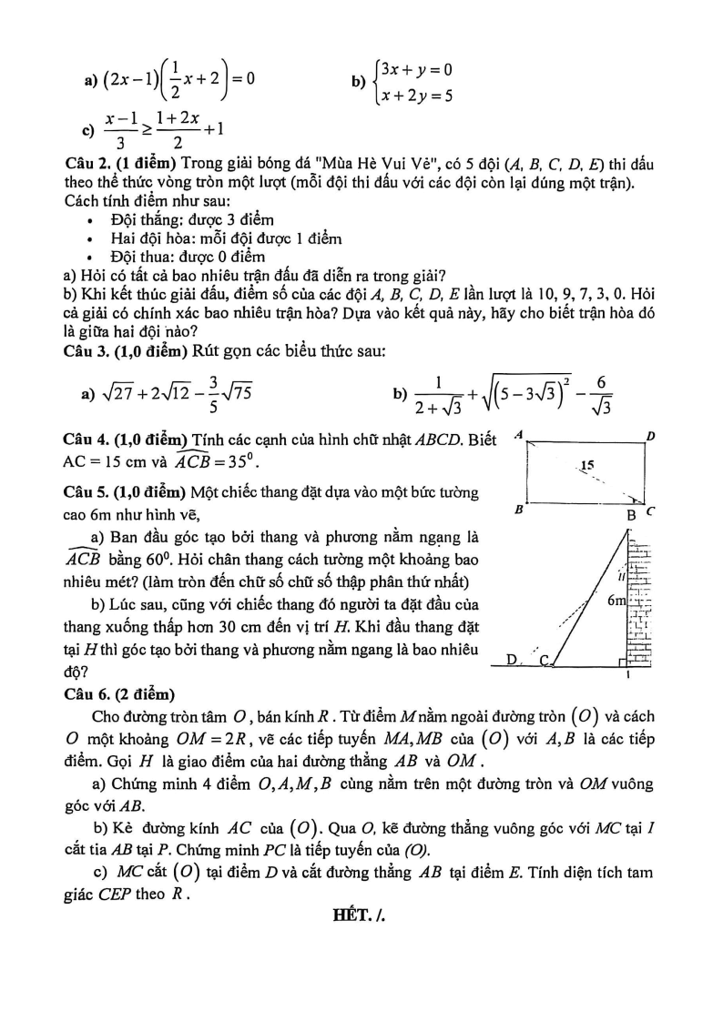 Đề thi Học kì 1 Toán 9 trường THCS Lam Sơn (Tp.HCM) năm 2025-2026