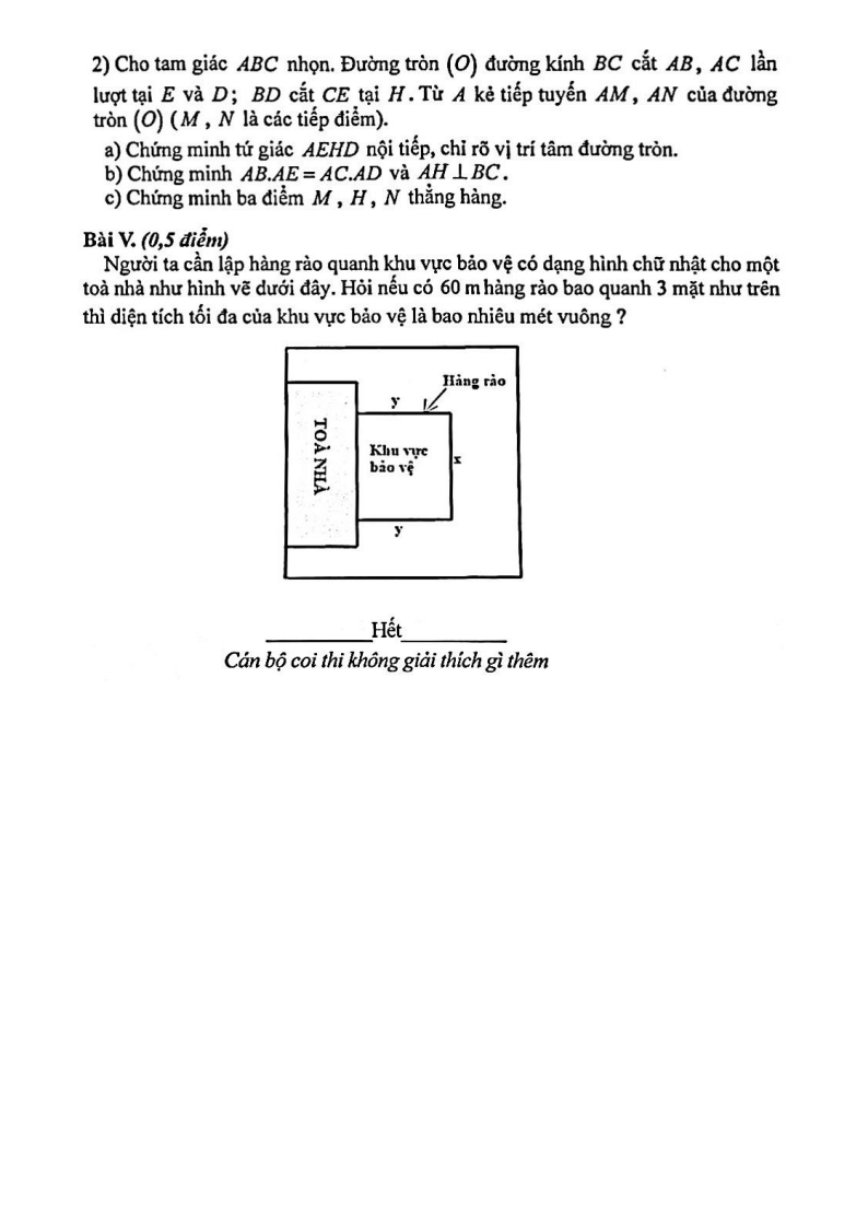 Đề thi Học kì 2 Toán 9 phòng GD&ĐT Gia Lâm (Hà Nội) năm 2024-2025
