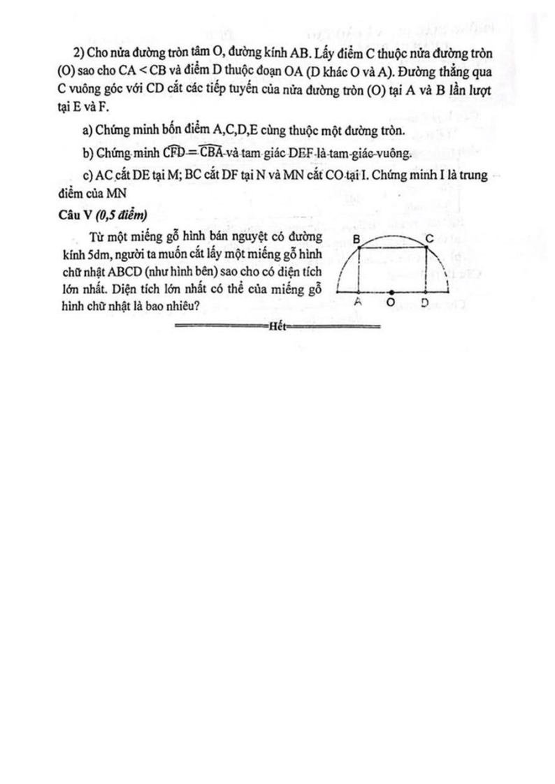 Đề thi Học kì 2 Toán 9 phòng GD&ĐT Hà Đông (Hà Nội) năm 2024-2025
