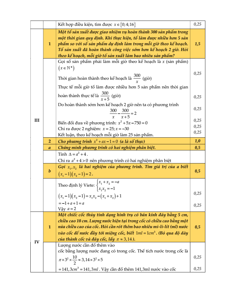 Đề thi Học kì 2 Toán 9 phòng GD&ĐT Hai Bà Trưng (Hà Nội) năm 2024-2025