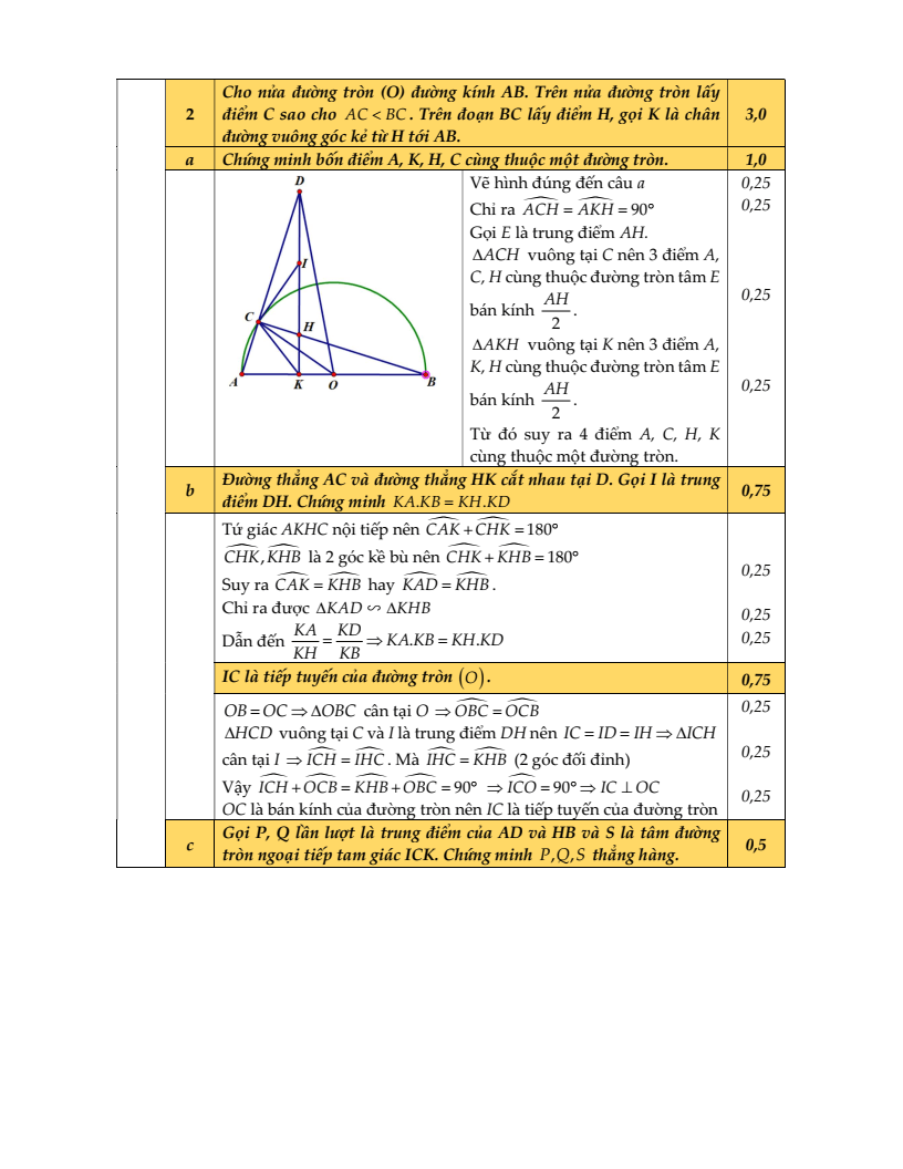 Đề thi Học kì 2 Toán 9 phòng GD&ĐT Hai Bà Trưng (Hà Nội) năm 2024-2025