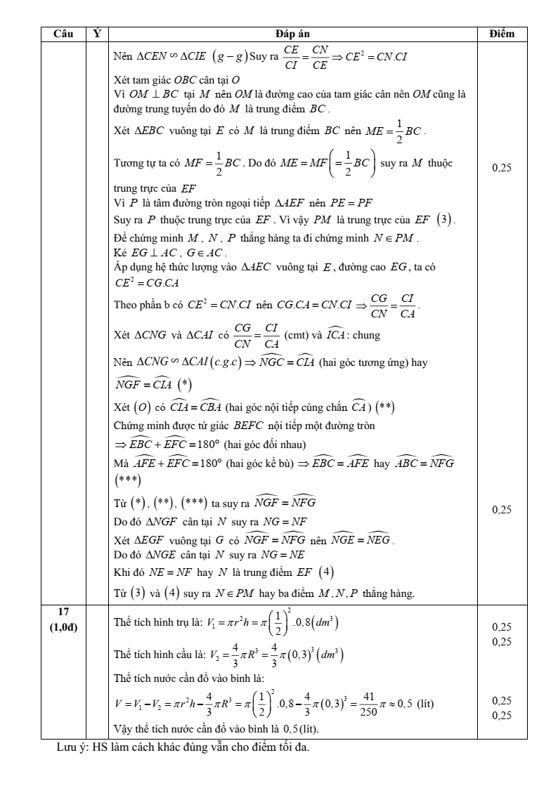 Đề thi Học kì 2 Toán 9 phòng GD&ĐT Hoàng Mai (Nghệ An) năm 2024-2025