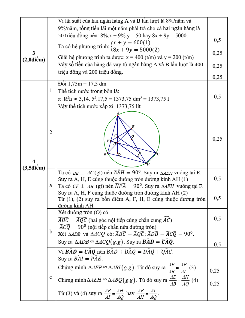 Đề thi Học kì 2 Toán 9 phòng GD&ĐT Thạch Thất (Hà Nội) năm 2024-2025