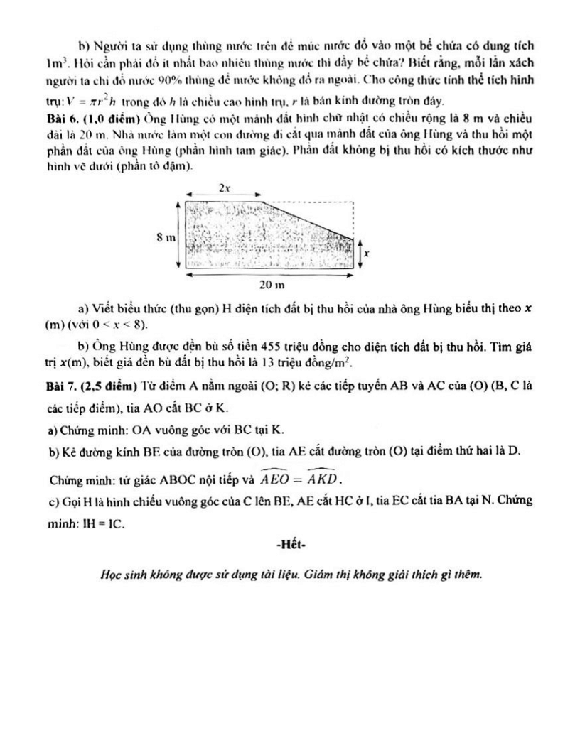 Đề thi Học kì 2 Toán 9 trường THCS Bàn Cờ (Tp.HCM) năm 2024-2025