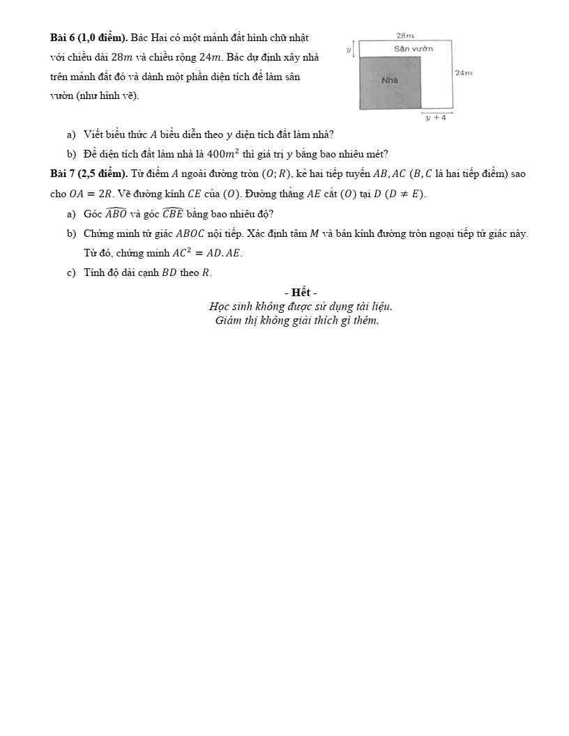 Đề thi Học kì 2 Toán 9 trường THCS Kiến Thiết (Tp.HCM) năm 2024-2025