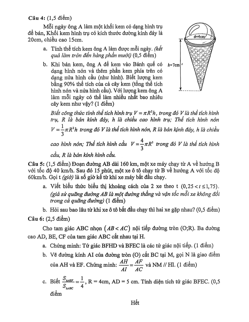 Đề thi Học kì 2 Toán 9 trường THCS Lê Lợi (TP HCM) năm 2025-2026