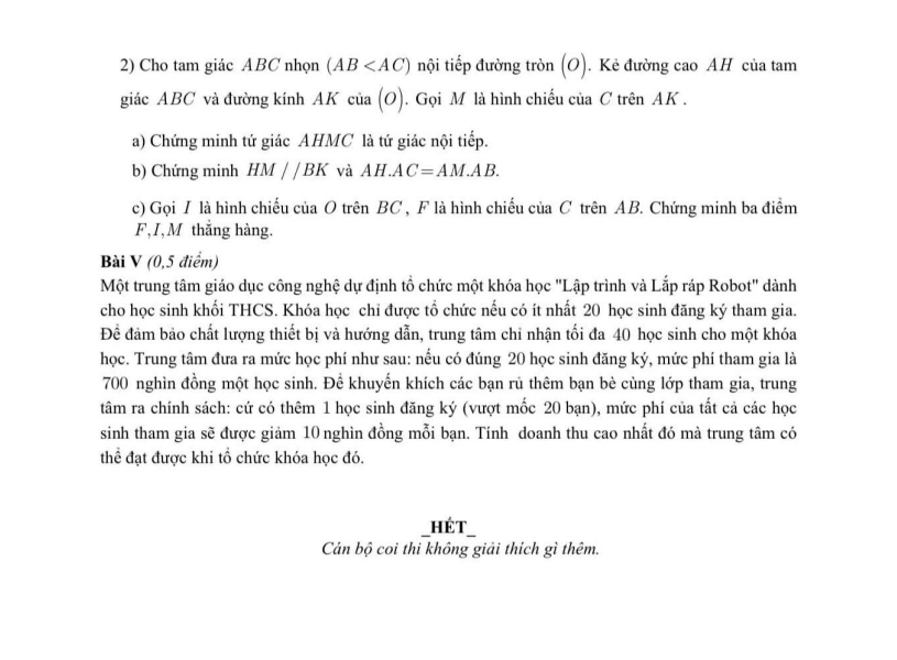 Đề thi Học kì 2 Toán 9 trường THCS Nghĩa Tân (Hà Nội) năm 2025-2026