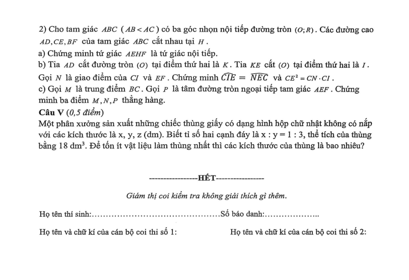 Đề thi Học kì 2 Toán 9 trường THCS Thái Thịnh (Hà Nội) năm 2025-2026