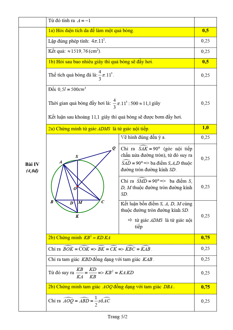 Đề thi Học kì 2 Toán 9 trường THCS Trưng Vương (Hà Nội) năm 2025-2026