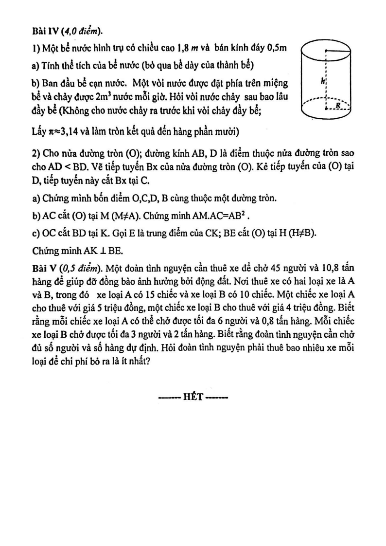 Đề thi Học kì 2 Toán 9 trường THCS thị trấn Văn Điển (Hà Nội) năm 2024-2025