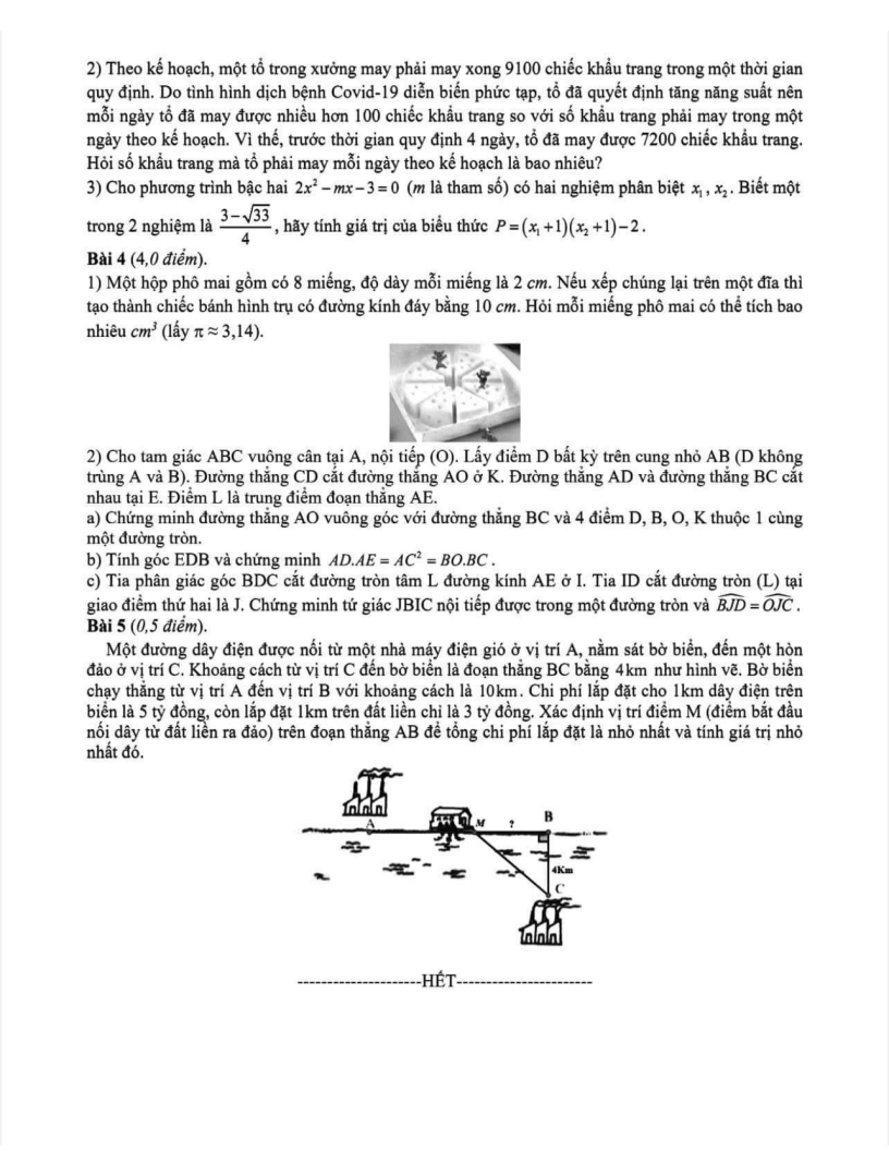Đề thi Học kì 2 Toán 9 trường THPT chuyên Hà Nội – Amsterdam năm 2024-2025