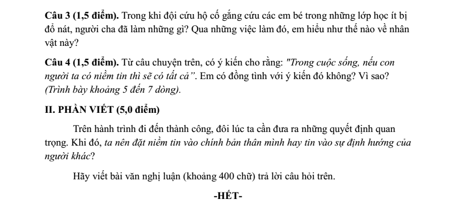 Đề thi Học kì 2 Văn 9 năm 2024-2025 Phòng GD&ĐT Gia Lâm (Hà Nội)