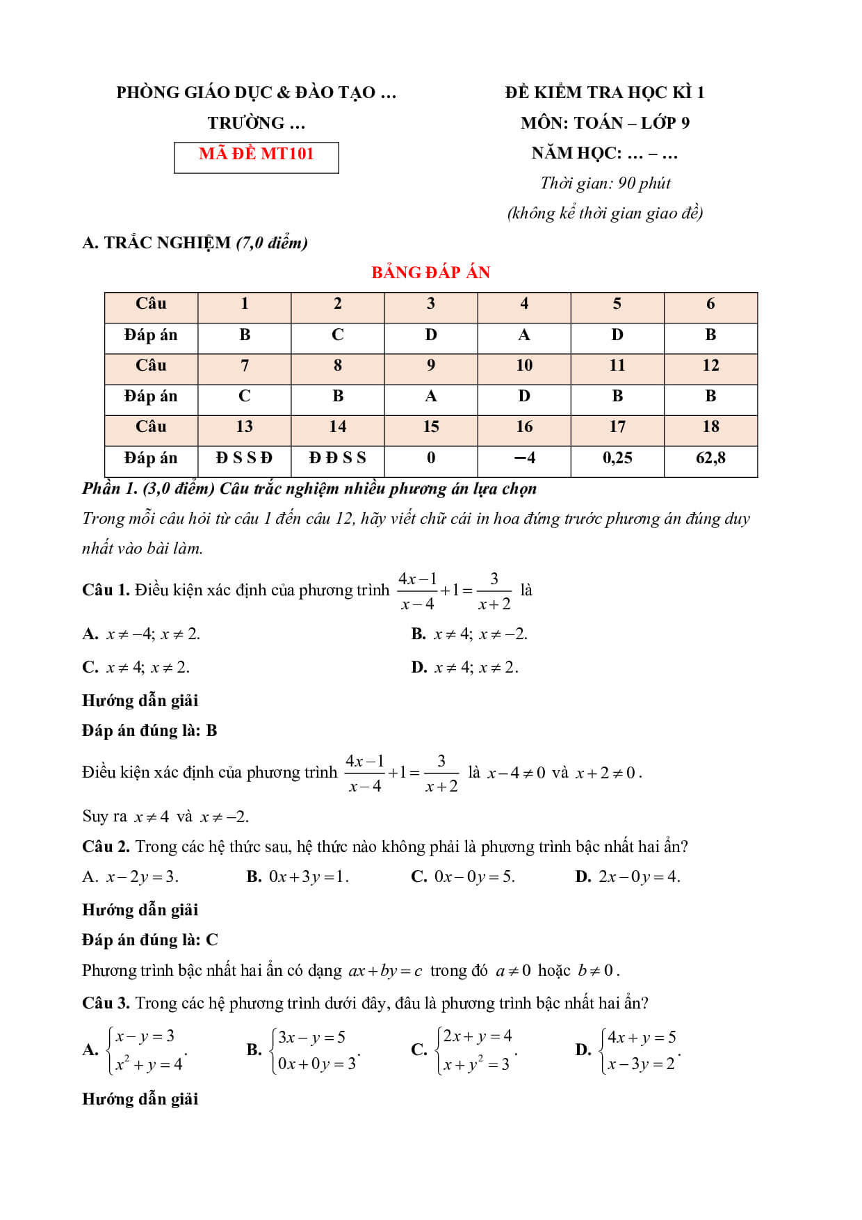 10 Đề thi Học kì 1 Toán 9 Cánh diều (có đáp án, cấu trúc mới)
