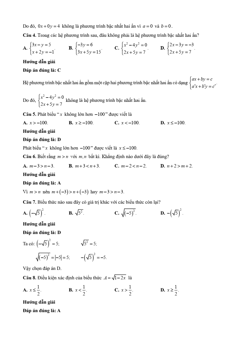 10 Đề thi Học kì 1 Toán 9 Chân trời sáng tạo (có đáp án, cấu trúc mới)
