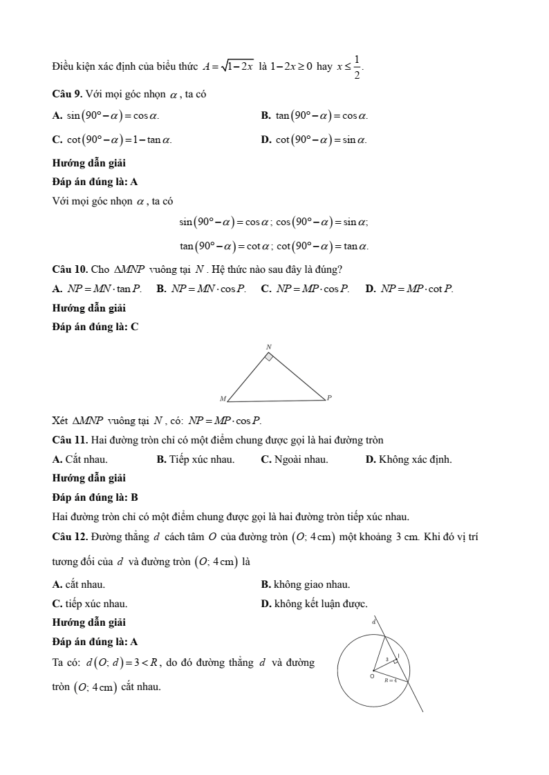 10 Đề thi Học kì 1 Toán 9 Chân trời sáng tạo (có đáp án, cấu trúc mới)