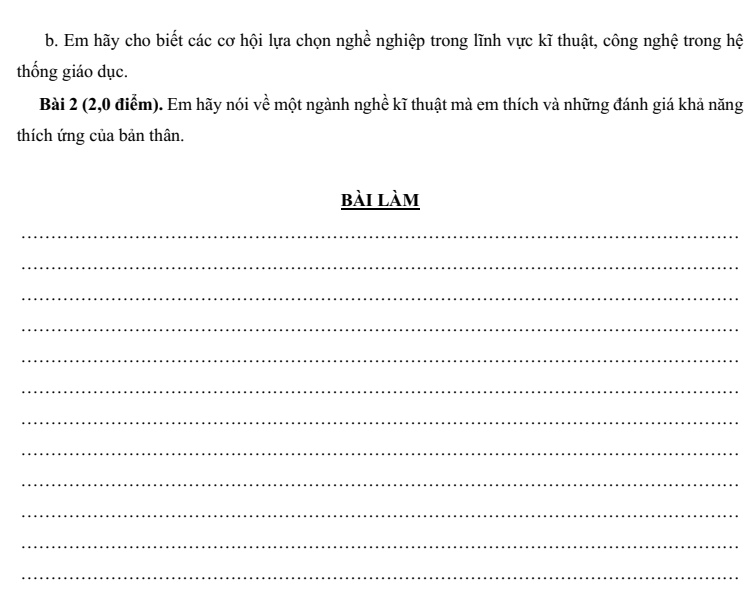 Đề thi Giữa kì 1 Công nghệ 9 năm 2025-2026 trường THCS Quế Thuận (Đà Nẵng)