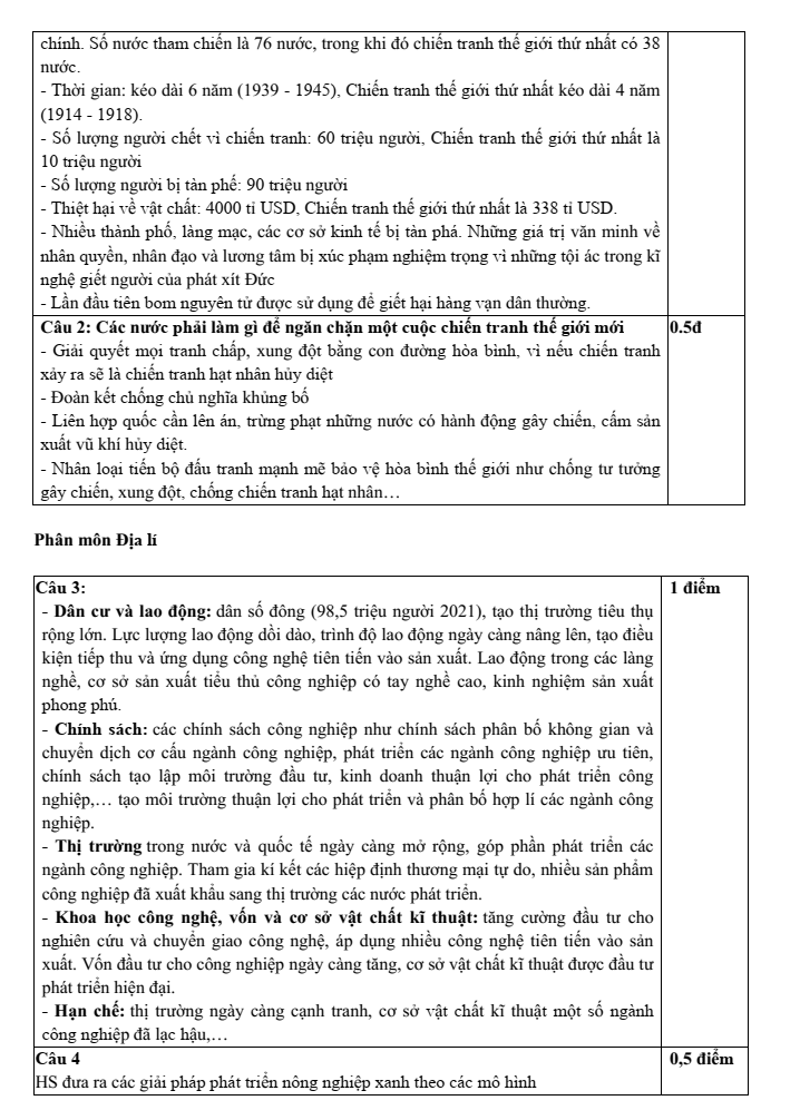 Đề thi Giữa kì 1 Lịch Sử và Địa Lí 9 năm 2024-2025 trường THCS Phúc Lợi (Hà Nội)