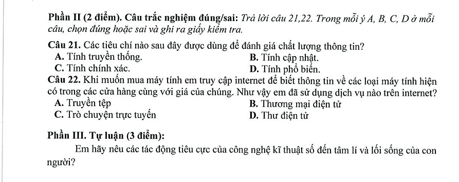 Đề thi Giữa kì 1 Tin học 9 năm 2025-2026 trường THCS Nguyễn Bỉnh Khiêm (Hà Nội)