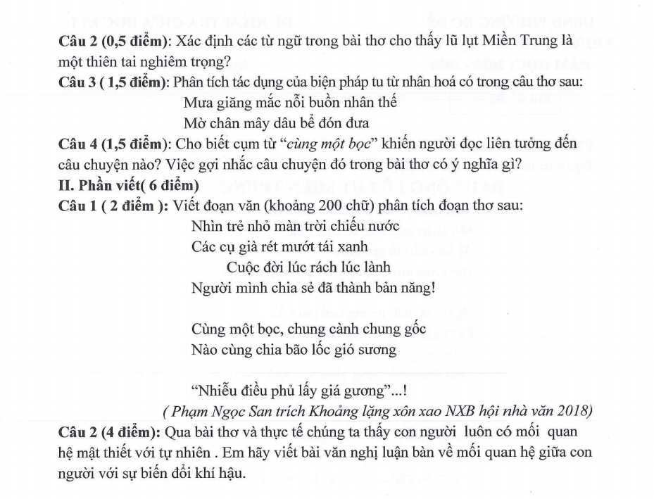 Đề thi Giữa kì 1 Văn 9 năm 2025-2026 trường THCS Ngọc Lâm (Hà Nội)