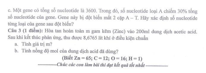 Đề thi Giữa kì 2 KHTN 9 năm 2025-2026 trường THCS Ngọc Lâm (Hà Nội)