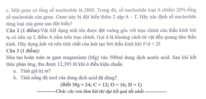 Đề thi Giữa kì 2 KHTN 9 năm 2025-2026 trường THCS Ngọc Lâm (Hà Nội)