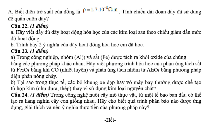 Đề thi Giữa kì 2 KHTN 9 năm 2025-2026 trường THCS Nguyễn Huệ (Đà Nẵng)