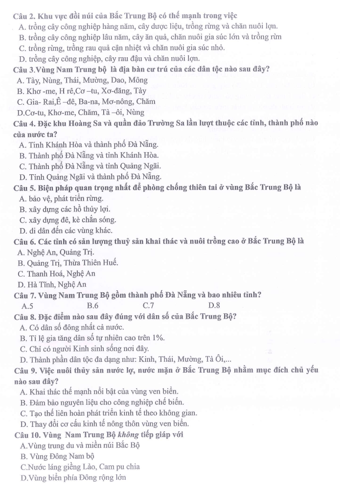 Đề thi Giữa kì 2 Lịch Sử và Địa Lí 9 năm 2025-2026 trường THCS Ngọc Lâm (Hà Nội)