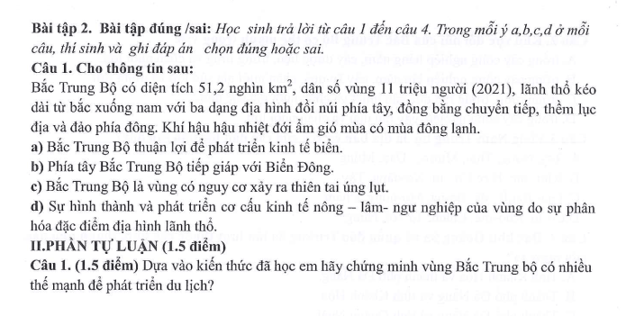 Đề thi Giữa kì 2 Lịch Sử và Địa Lí 9 năm 2025-2026 trường THCS Ngọc Lâm (Hà Nội)
