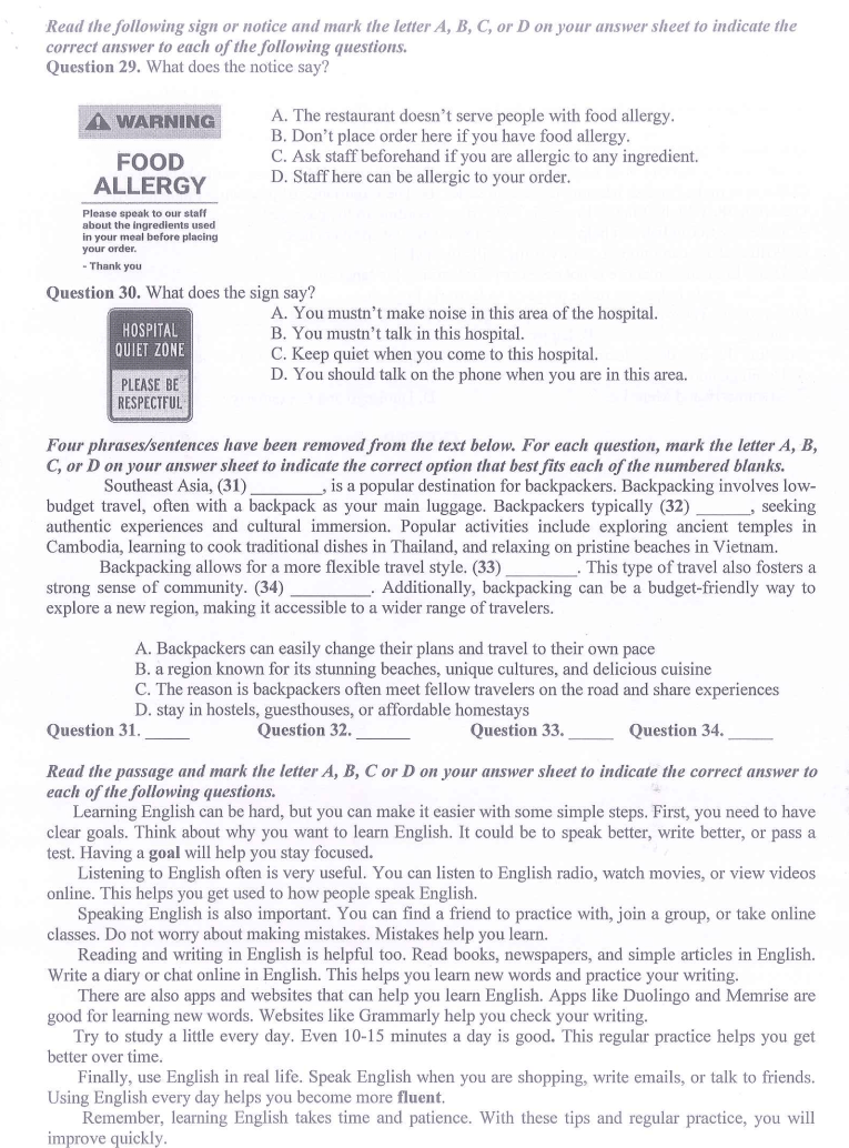 Đề thi Giữa kì 2 Tiếng Anh 9 năm 2025-2026 trường THCS Ngọc Lâm (Hà Nội)