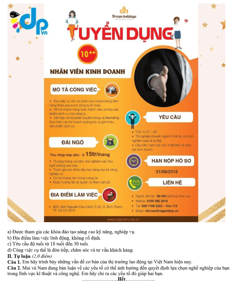 Đề thi Học kì 1 Công nghệ 9 năm 2025-2026 trường THCS Giang Biên (Hà Nội)